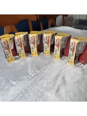 Vintage c. 80s Luminarc France ‘3 Victo’ Cordial Glasses Set of 6 Original Boxes